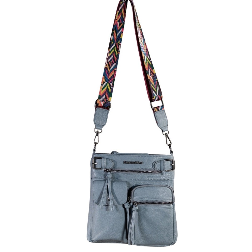 Montana West Blue Vegan Leather Crossbody Bag‎ Geometric Guitar Strap NWT - Picture 4 of 4